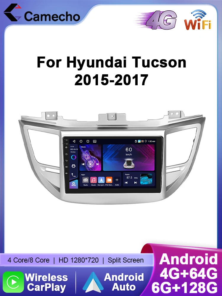 Camecho 6 + 128G Draadloze CarPlay Andorid Auto Radio Voor Hyundai Tucson 2015-2017 GPS Stereo 4G WiFi 2Din Multimedia Speler - afbeelding 2