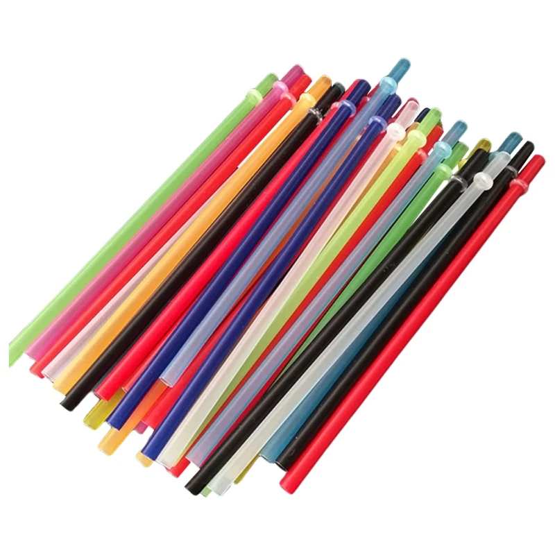 

25pcs Solid Color Straws With Rings Rigid Straws Reusable Pp Straws Colorful Straws 27cm