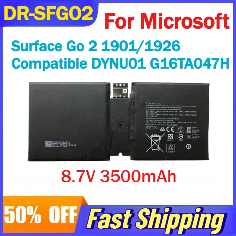 

DR-SFGO2 8.7V 3500mAh Battery for Microsoft Surface Go 2 1901/1926 Tablet Computer Compatible DYNU01 G16TA047H Batteries