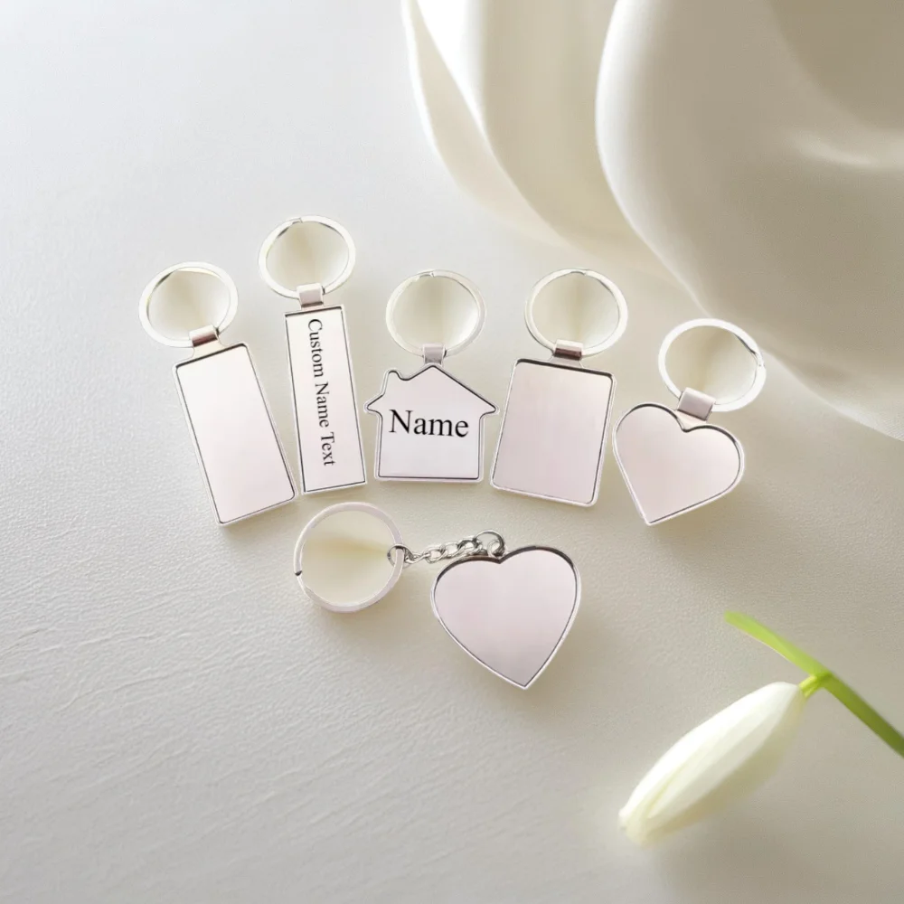

Custom Logo Couple Keychain Anniversary Gift for Boyfriend Him Her Stainless Steel Key Ring Laser Engraved Sided Text Keyring