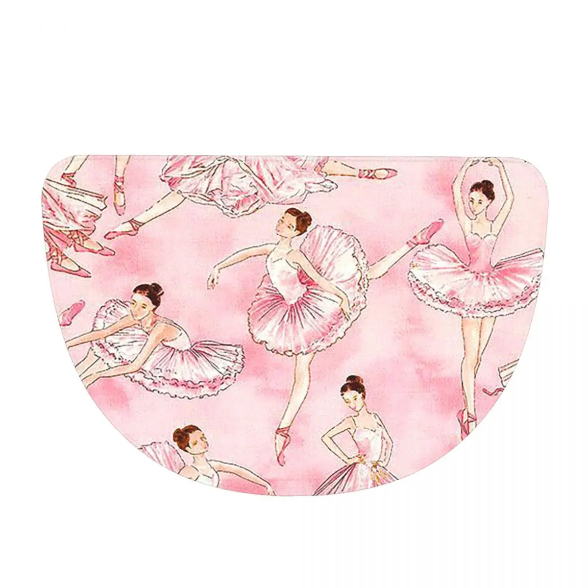 Ballet Dance Makes Me Free Ballerina Dancer Flannel Half Round Doormat Non Slip Bathroom Mat Absorbent Floor Carpet for Garage