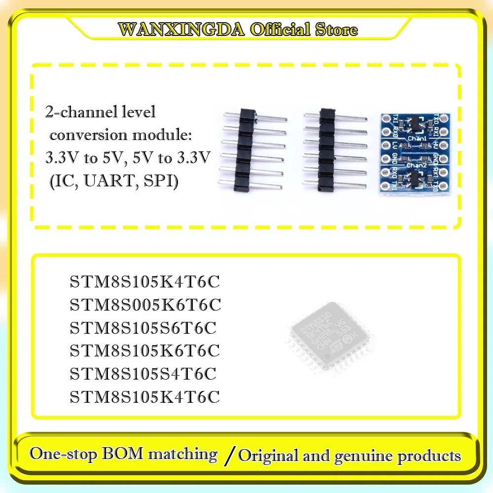 

STM8S005C6T6 105K4T6C 105C4T6 S105C6T6 105S6T6C 005K6T6C 105K6T6C 2-channel level conversion module: 3.3V to 5V, 5V to 3.3V