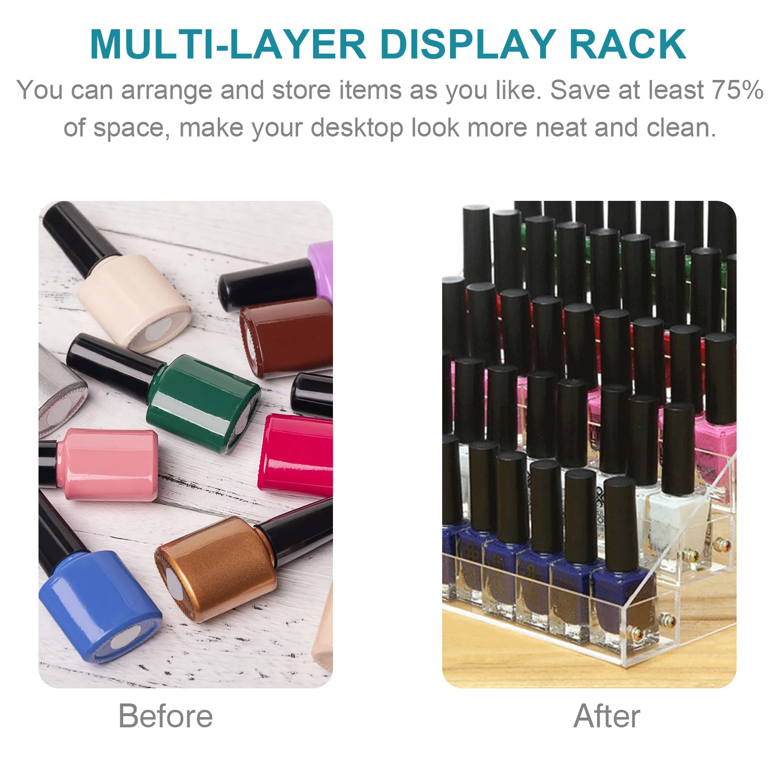 

1Pcs Nail Polish Rack Simple Stylish Design Manicure Tool Storage Holder Clear Decor Match Nail Polish Shelf Lipstick Stand
