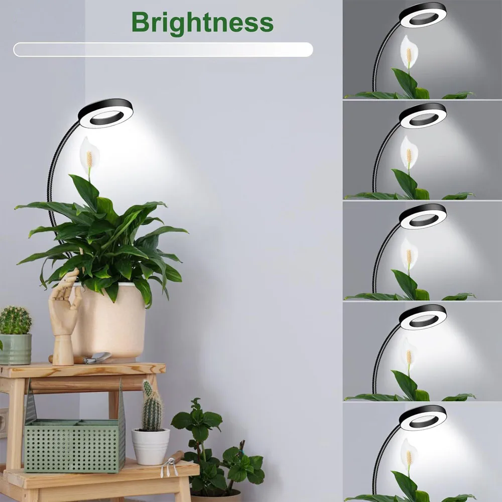 Luz LED para cultivo de plantas, Clip para maceta de espectro completo, USB, interruptor de 3 colores, temporizador de atenuación para el jardín del hogar