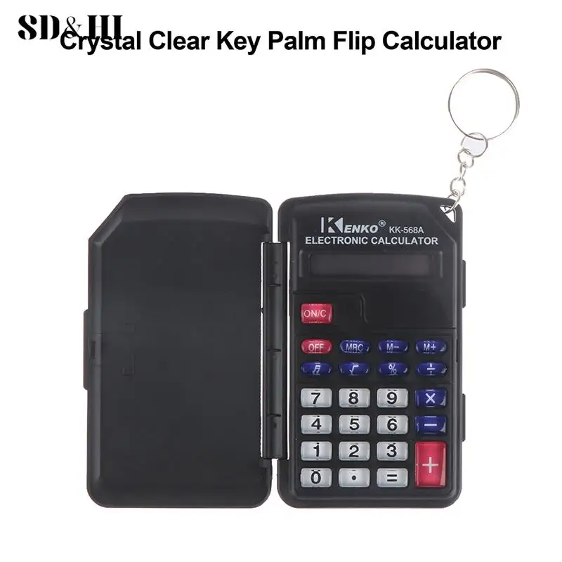 Crystal Clear Keys Palm Clamshell Calculator Pocket Portable Mini Student Calculator Office Supplies