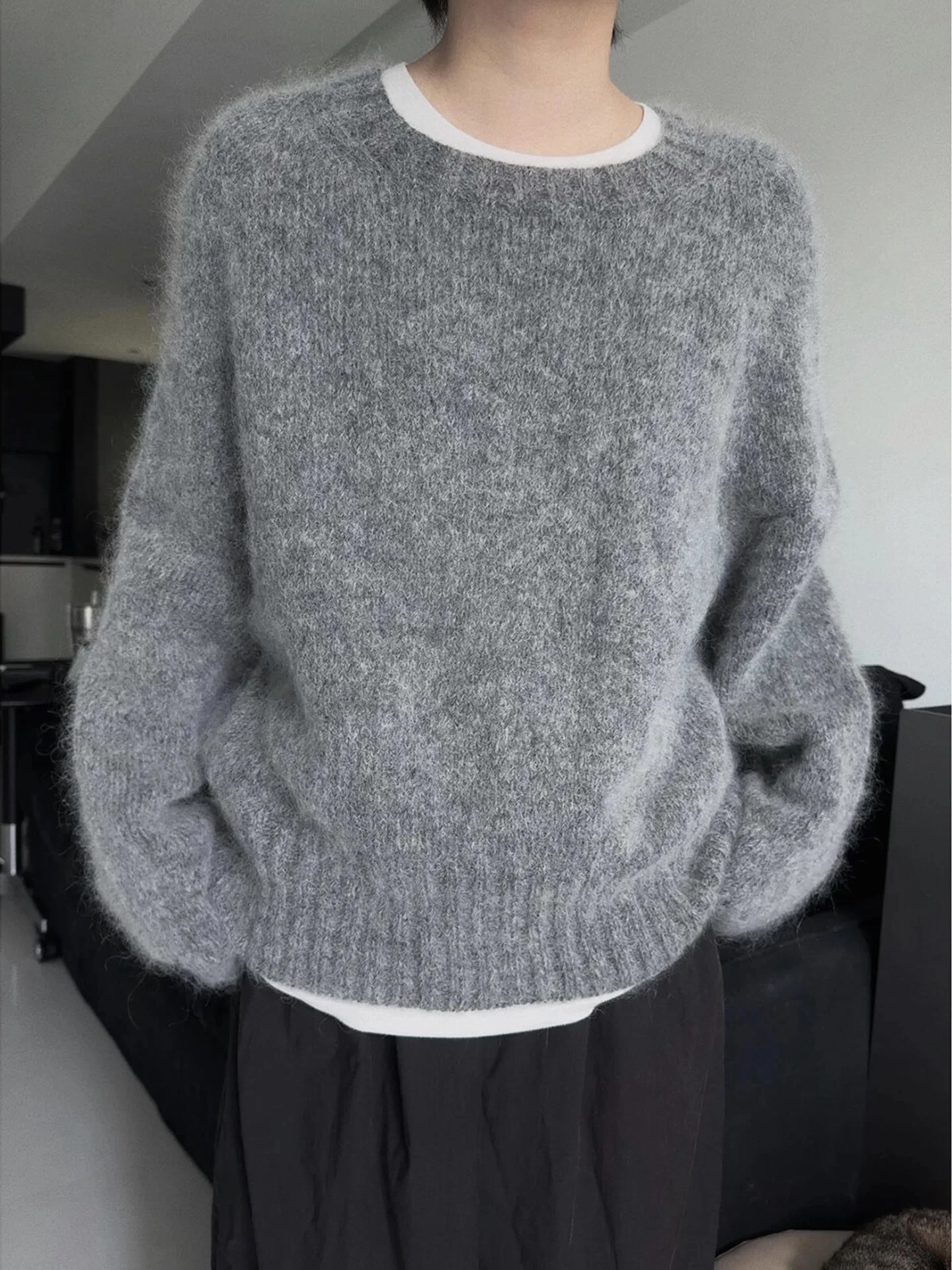 100% الصوف الخالص س الرقبة البلوز في الخريف والشتاء جديد سترة الكشمير المعنقة المرأة عادية متماسكة معطف المرأة