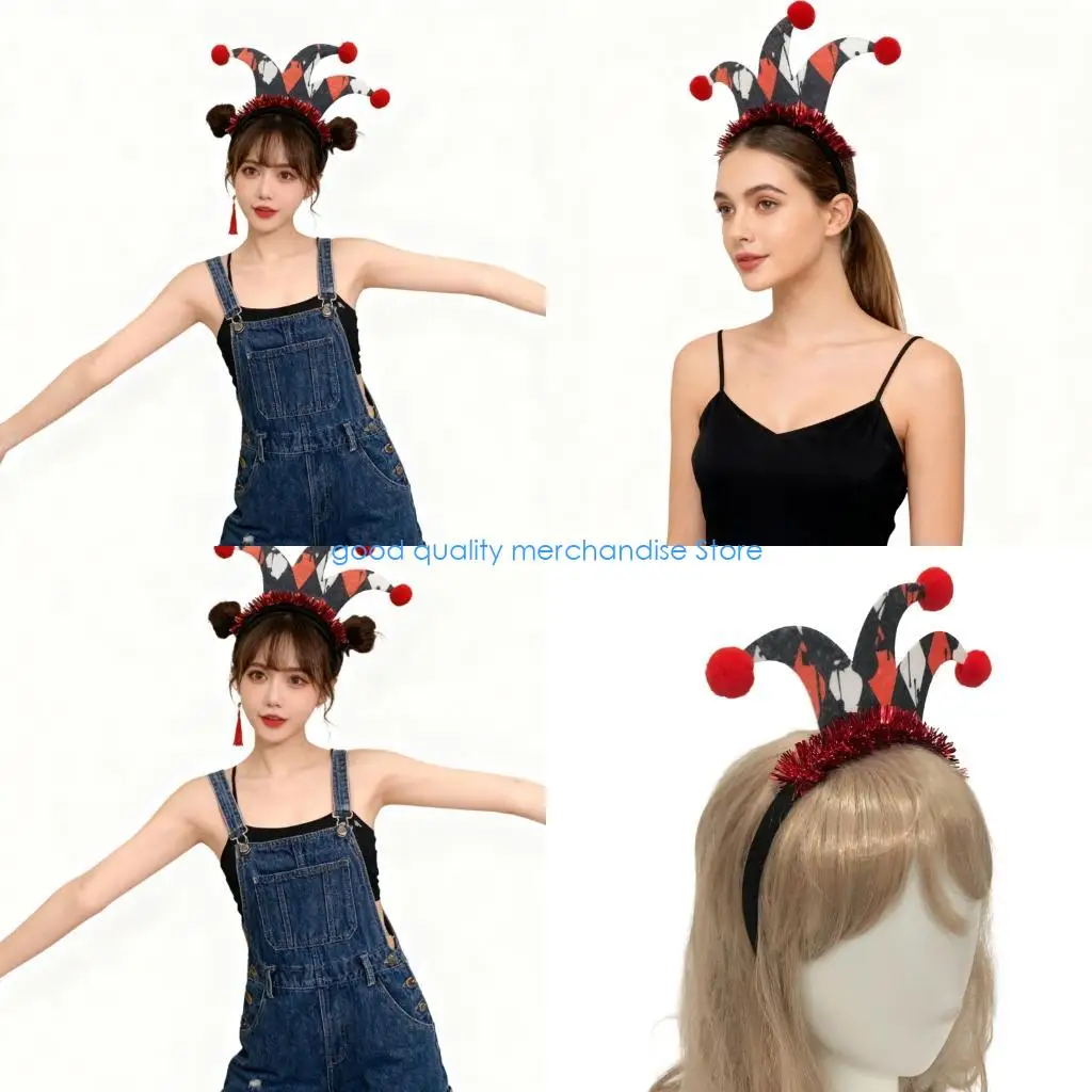 

Y5JD, легкая чистка, фетровый головной убор для вечеринки, повязка для волос с надувными помпонами, акцент для косплея, ролевых