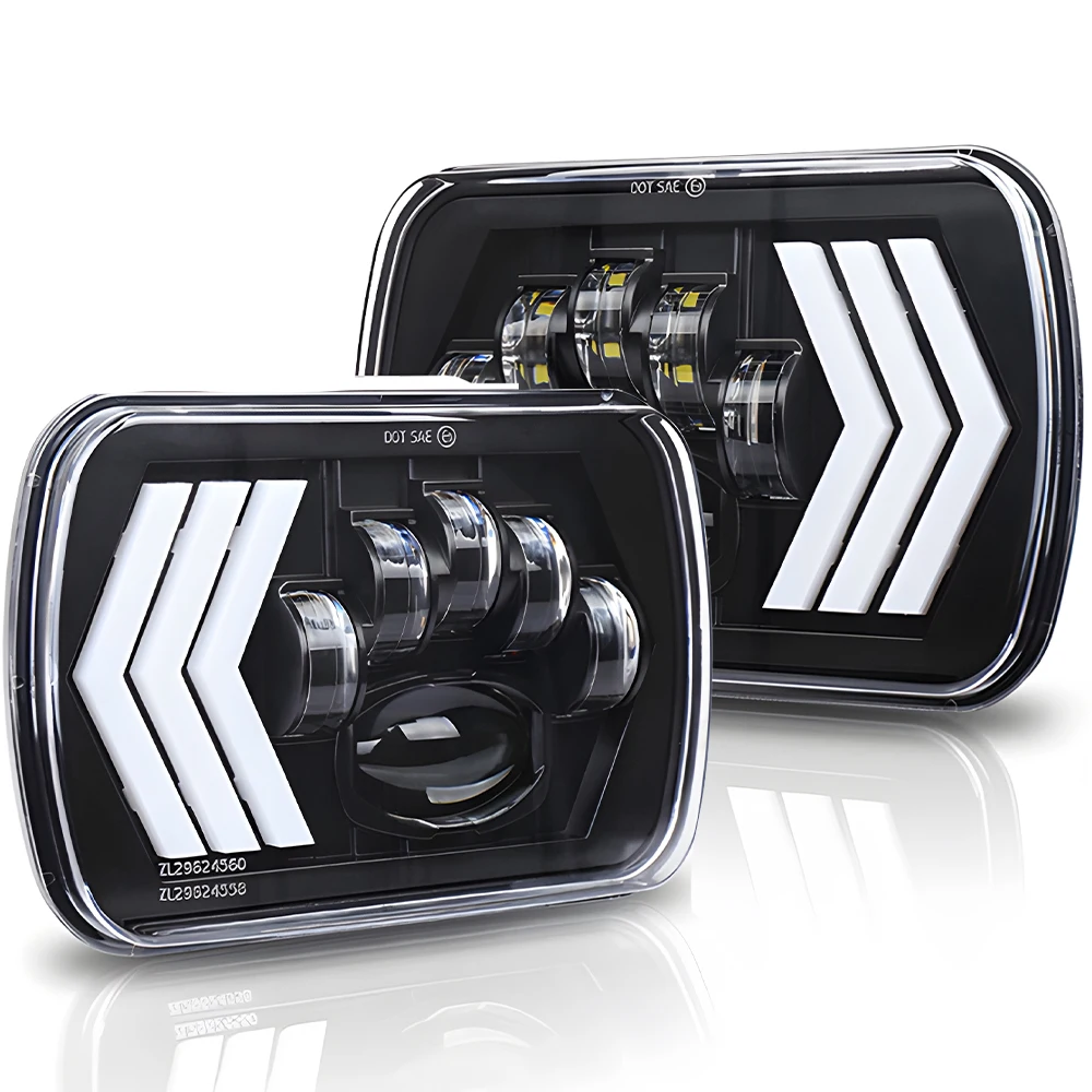 

JHS Auto Ing Systems Headlight 7inch 100W Left Right 3 Arrows DRL Driving Dual Color Bulb For Car Truck Off-road