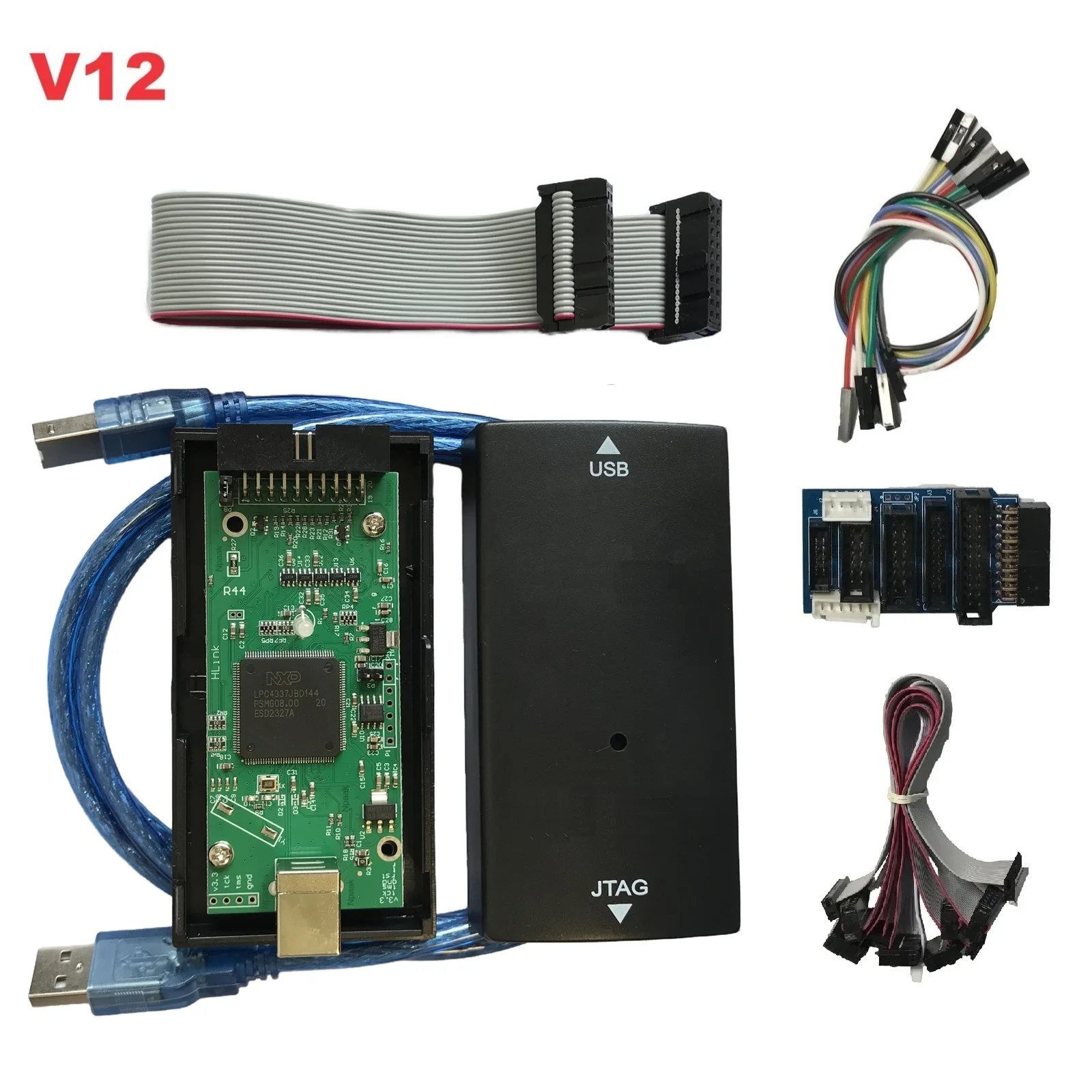 For J-LINK JLink V12 J LINK V12 Jtag Swd Programmer STM32 Emulator Debugger ARM MCU Debug Tool Adapter Full Set PK Jlink V11 V9