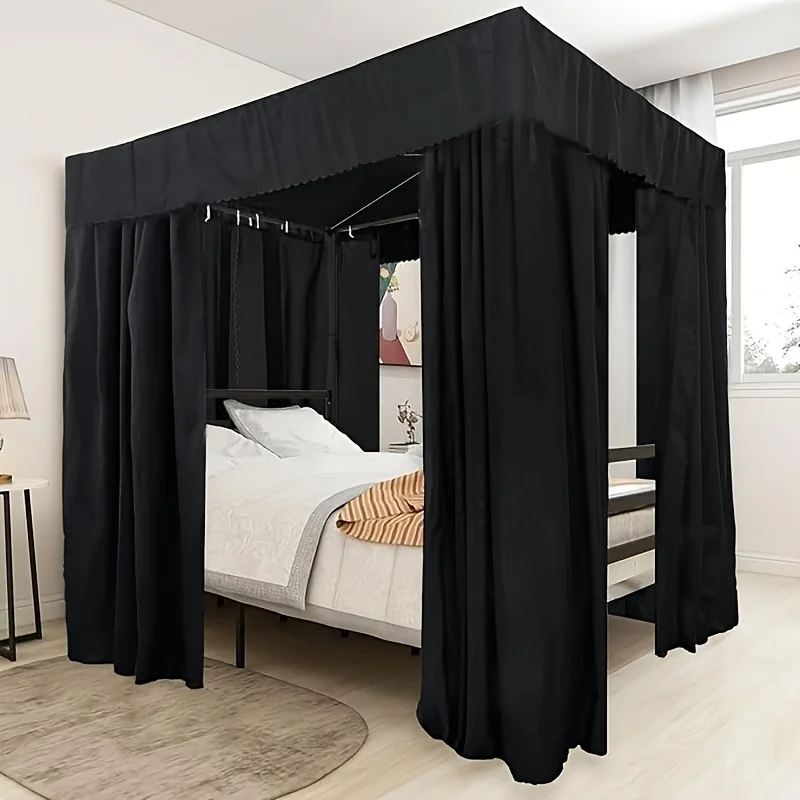 Canopy Bed Curtain for Girls, Large Size Canopy Curtains and Bed Curtains Home Decor Bed Canopy Curtains (Solid Black) view 5