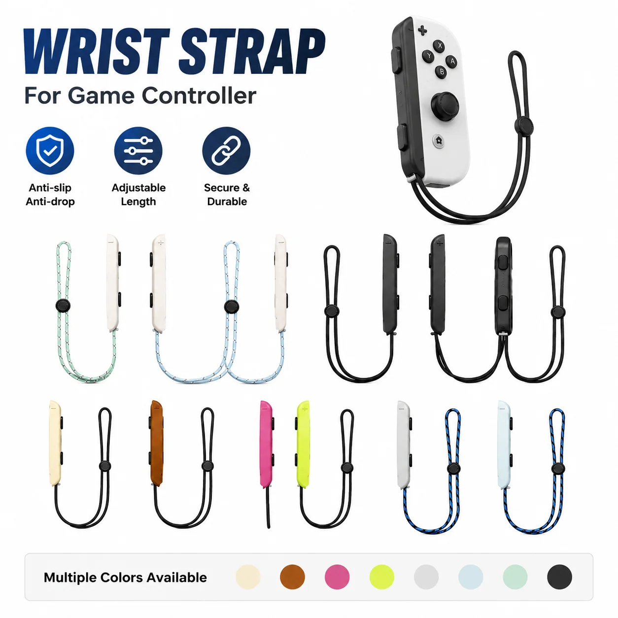 Metal Adjustable Wrist Strap Anti‑Slip Anti‑Drop Safety Hand Lanyard Durable Guide Rail Accessory for OLED Lite Game Controller