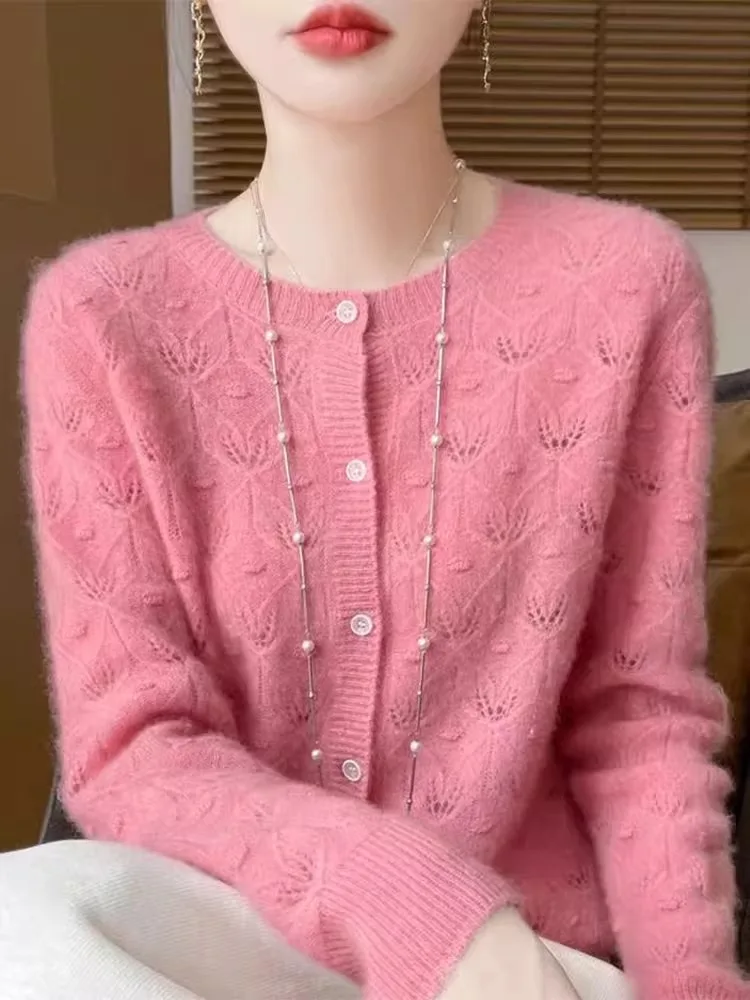Moda de lã longa sve redonda ne oco bordado design solto emagrecimento 3d puff feminino topo commute sle