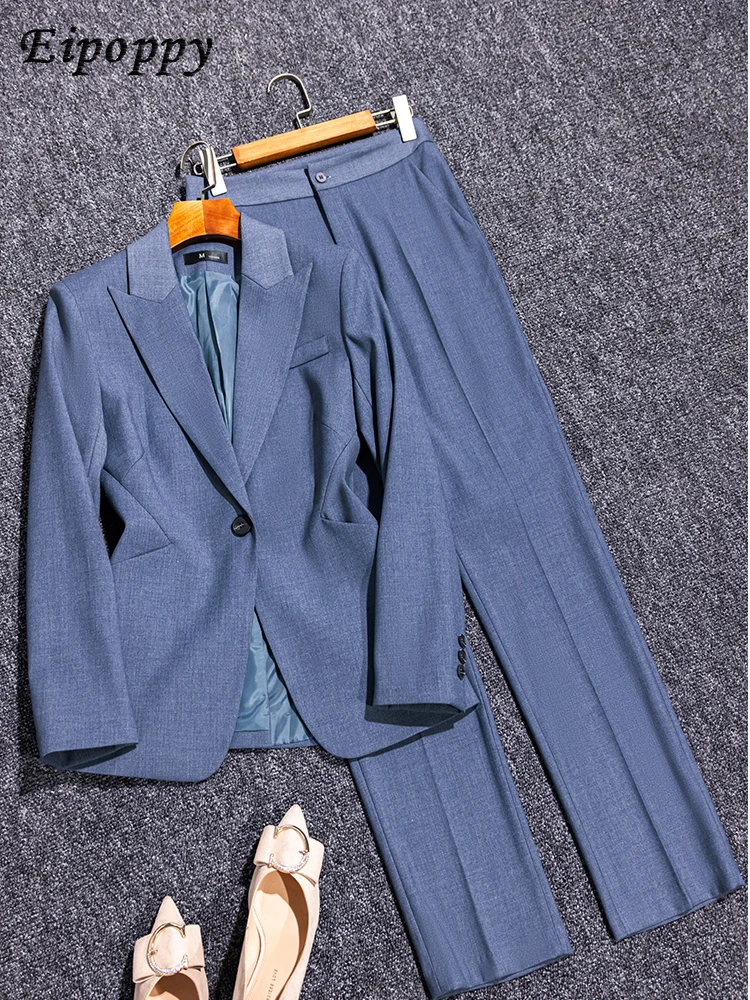 

Hoge Kwaliteit Vrouwen Blazer Broek Sets Pak Dames Grijs Zwart Lange Mouw Jas Broek Dames Zakelijk Werk Jas 2 Delige Set