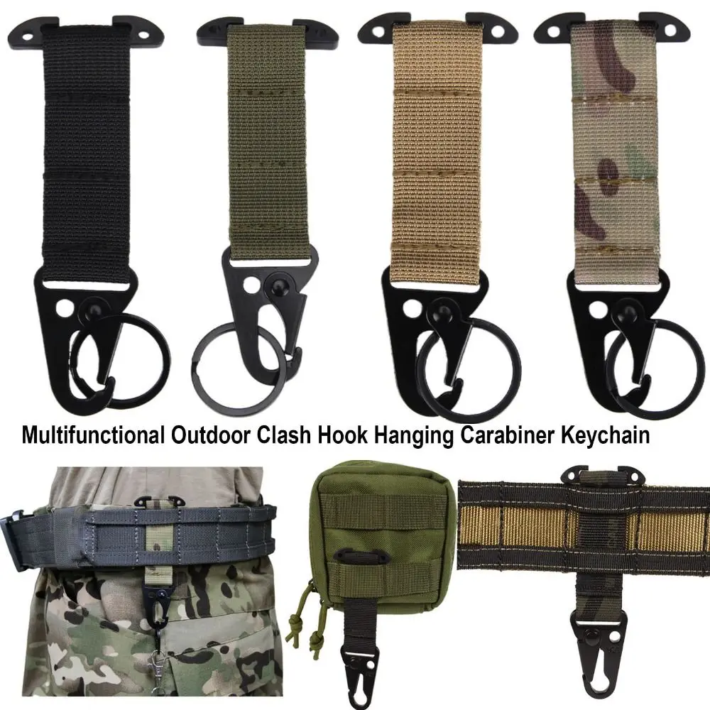

Tactical Gear Hanging Carabiner, T-Mount Molle Webbing Belt Cilp, Nylon Metal Snap Sling Clips HK Hook for Tactical Belt