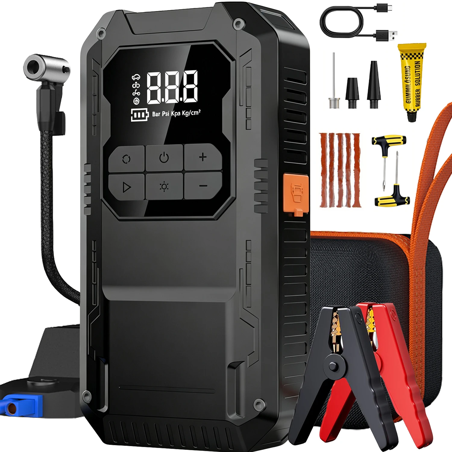 YIJU Car Jump Starter Air Pump With EVA Storage Bag Portable Emergency Repair Kit Power Bank Starting Device for 12V Vehicle