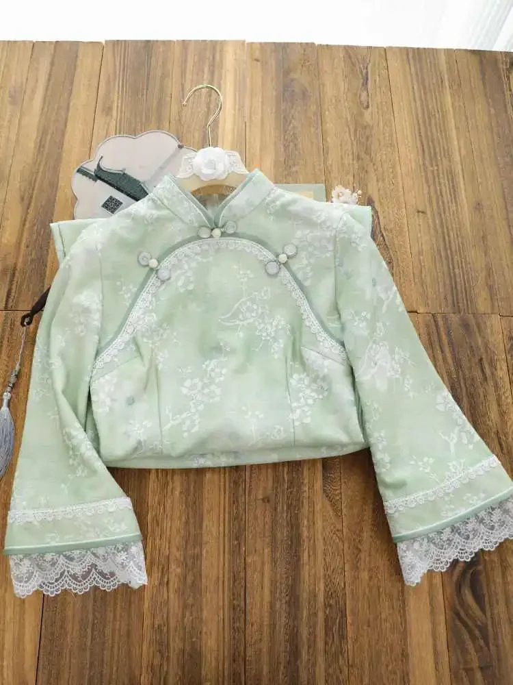 

Elegant Lady Style Green Cheongsam Improved Fairy Inverted Large Sleeves New Qipao Classic 2025 Spring New Style Daily Wear