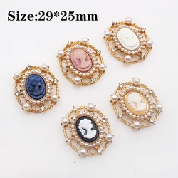 Diy Oval Metal Rhinestone Jewelry Jewelry Vintage Princess Head Pearl Decoration Hat Dress Hairpin Accessories