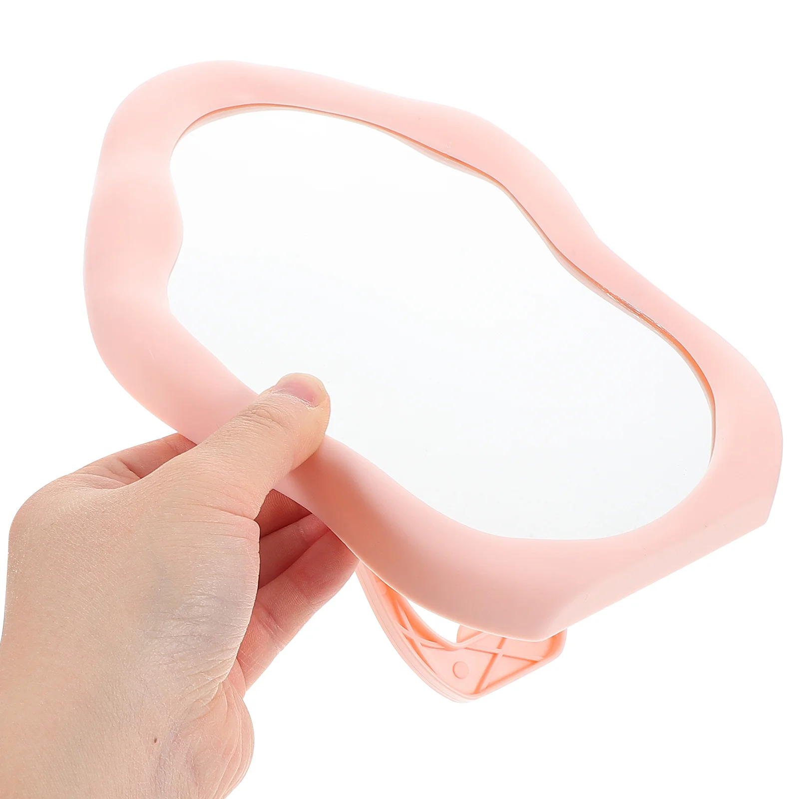 กระจกแต่งหน้าแบบตั้งโต๊ะ/ติดผนัง สีชมพูเมฆ ปรับมุมได้ ดีไซน์ทันสมัย