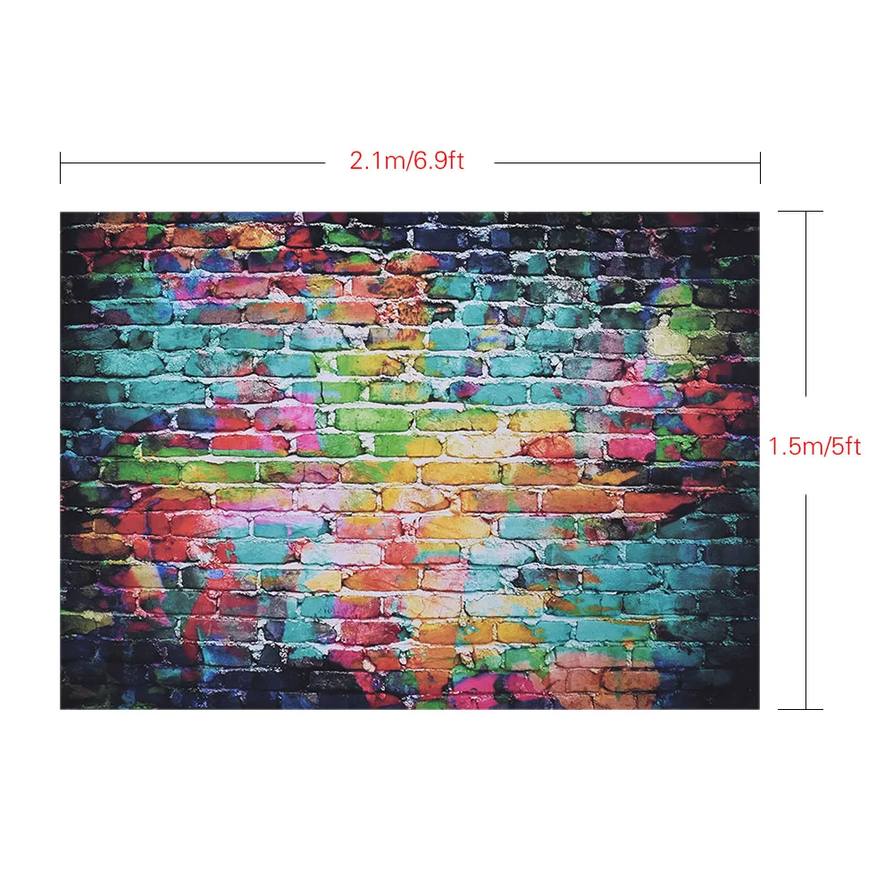 Andoer 5 * 6.9ft Photography Backdrop Digital Printed Colorful Doodle Scribble Brick Wall Pattern for Studio Photography