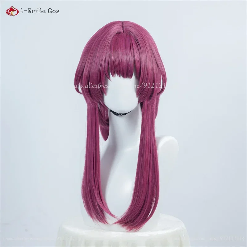 HSR Kafka Cosplay Wig 43cm Rose Purple Wigs With Ponytail Kafka Cosplay Anime Accessory Heat Resistant Synthetic Hair + Wig Cap