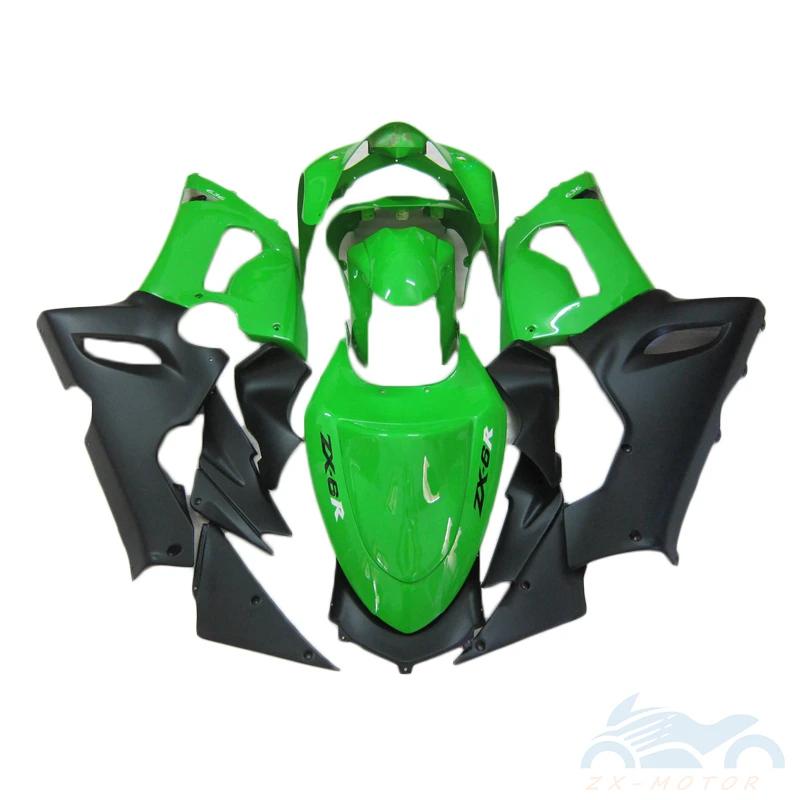 

Superior Motorcycle Body Protection fairings kits For Kawasaki ZX6R 2005 2006 Green Black Injection Fairing ZX6R 05 06 BN61