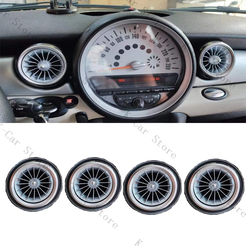

For BMW MINI Cooper R55 R56 R57 4PCS LED Front Dashboard AC Air Conditioner Air Outlet Turbo Interior Trim Car Accessories