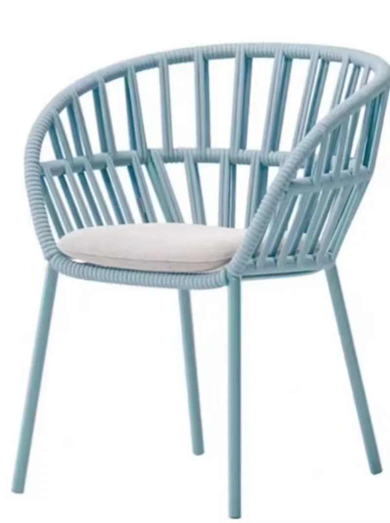 Modern outdoor garden sofa set, milk tea color rattan leisure furniture, outdoor leisure sofa
