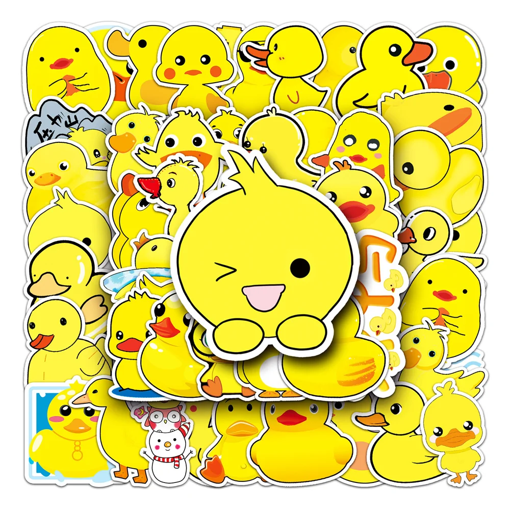 

50pcs Cute Little Yellow Duck Stickers For Suitcase Laptop Phone Cartoon Sticker Craft Supplies Vintage Scrapbooking Material