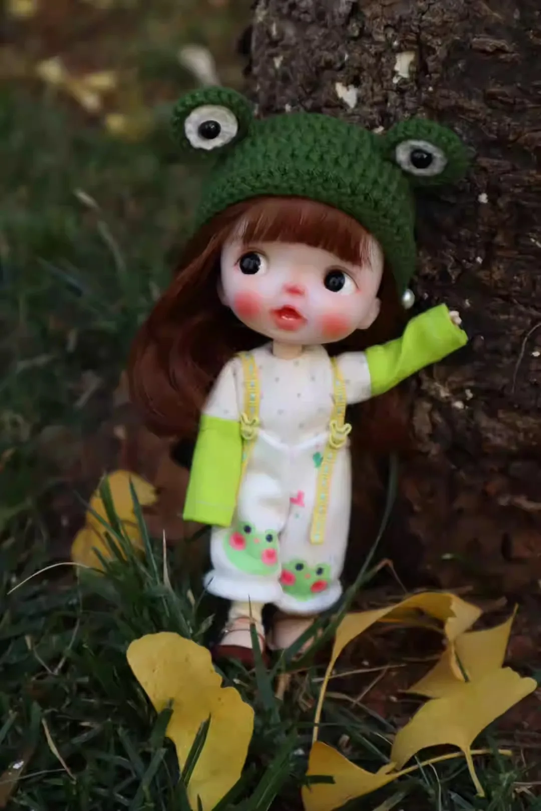 

Dula Doll Clothes Dress frog Suspenders skirt Ob11 gsc Doll Accessories