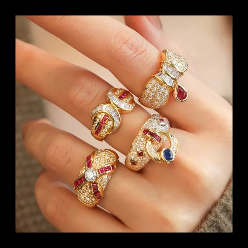 

Kajiadong ювелирные изделия, винтажное темпераментное кольцо с бриллиантами, универсальное женское кольцо с высокоуглеродистым бриллиантом и цирконом