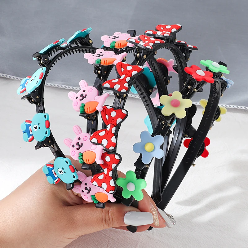 New Cute Cartoon Hairbands Girl Headwear Headbands Bow Flower Scrunchie Tiara Kids Fashion Headdress Hair Accessories Gift