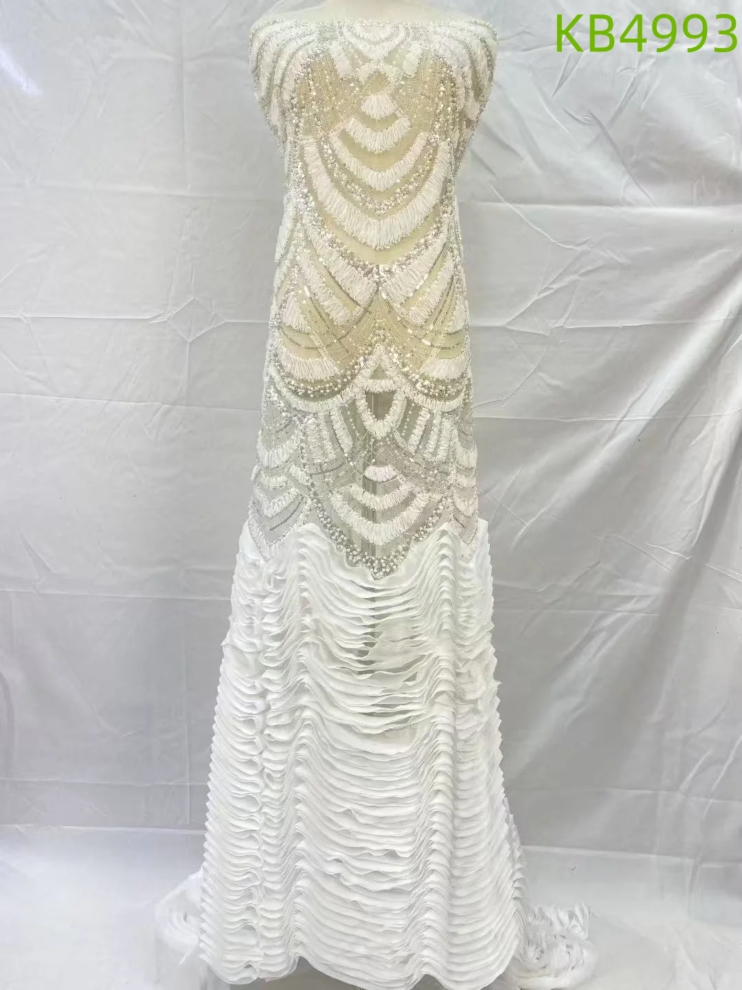 

Latest French Mesh Beads Embroidery Sequins Lace Fabric African Nigerian Beaded Tulle Lace Fabrics For Wedding Dresses KB4993