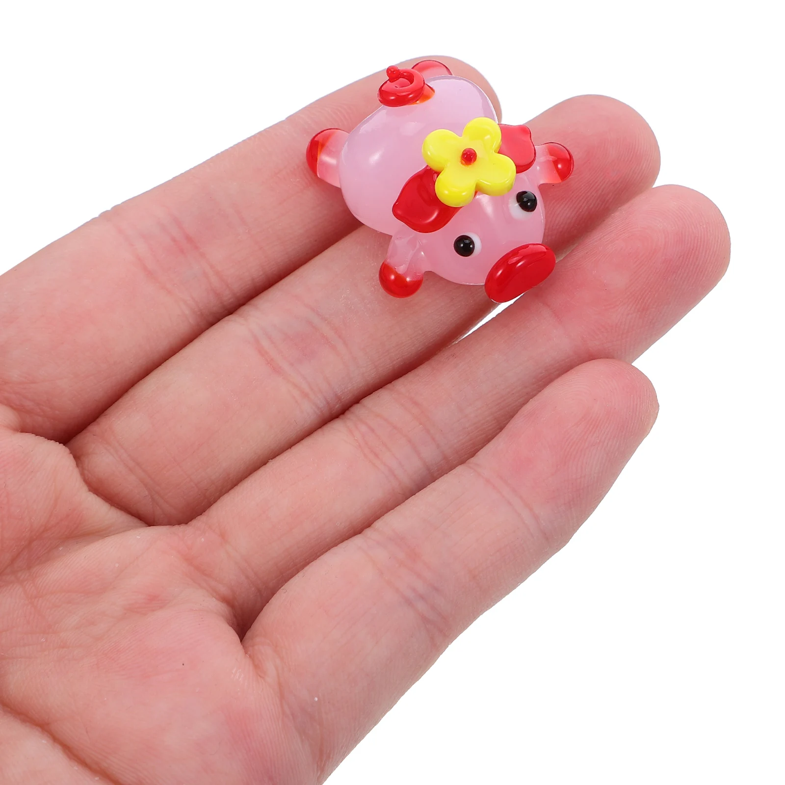 

2Pcs Mini Glass Pig Ornament: Tiny Animals Figures Glossy Farm Animal Sculpture for Table Desk Shelf Decor Room Party