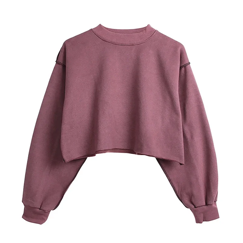 

Multicolor Loose Women's Sweatshirt Hoodie Casual Loose Long Sleeve Fleece Short Crop Streetwear Winter Clothes Women 2022 New