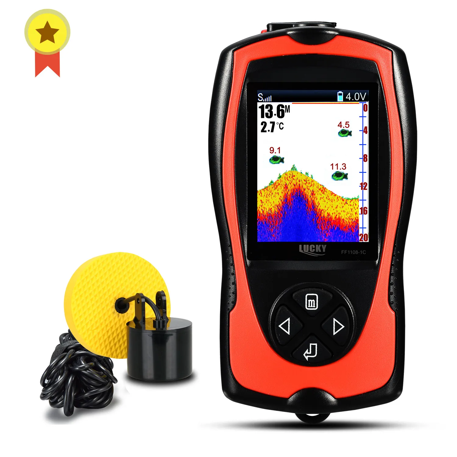 

LUCKY FF1108-1CT Portable Wired Sonar Fish Finder 100M Depth Echo Sounder 2.4 Inch Color LCD Display Lake Sea Fishing