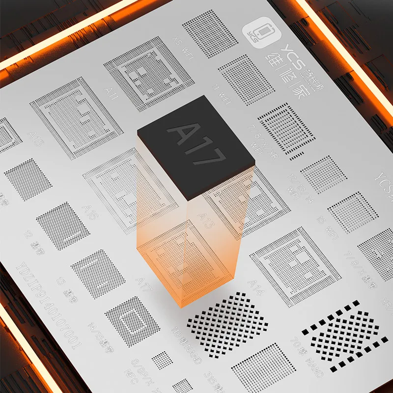 YCS BGA Tin Planting Steel Net for IP Qualcomm Universal CPU Chip IC Hard Disk Repair BGA Reballing Stencil Template
