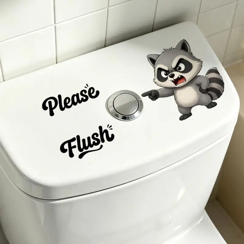 Cartoon Self Adhesive Toilet Sticker PVC Funny Waterproof Bathroom Decal Press to Flush Wall Sticker for Home Decoration