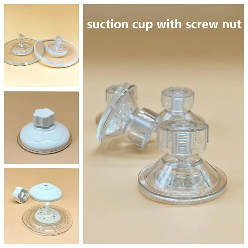 

5 Pcs Strong Screw Nut Suction Cup 4.5cm Hand Tighten Adjustment Turtle Platform Sucker with Press Cap Nut Screw Hook for Glass