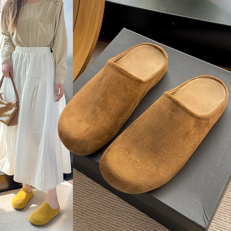 2025 Spring/summer New Korean Multi-colored Chunky Platform Loafers Fashionable Flat Slip-on Closed-toe Retro Mules for Women