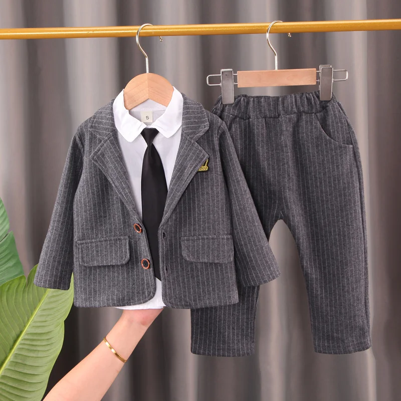 New Spring Autumn Baby Boys Clothes Children Coat Shirt Pants 3Pcs/Sets Toddler Gentleman Suit Infant Outfits Kids Tracksuits