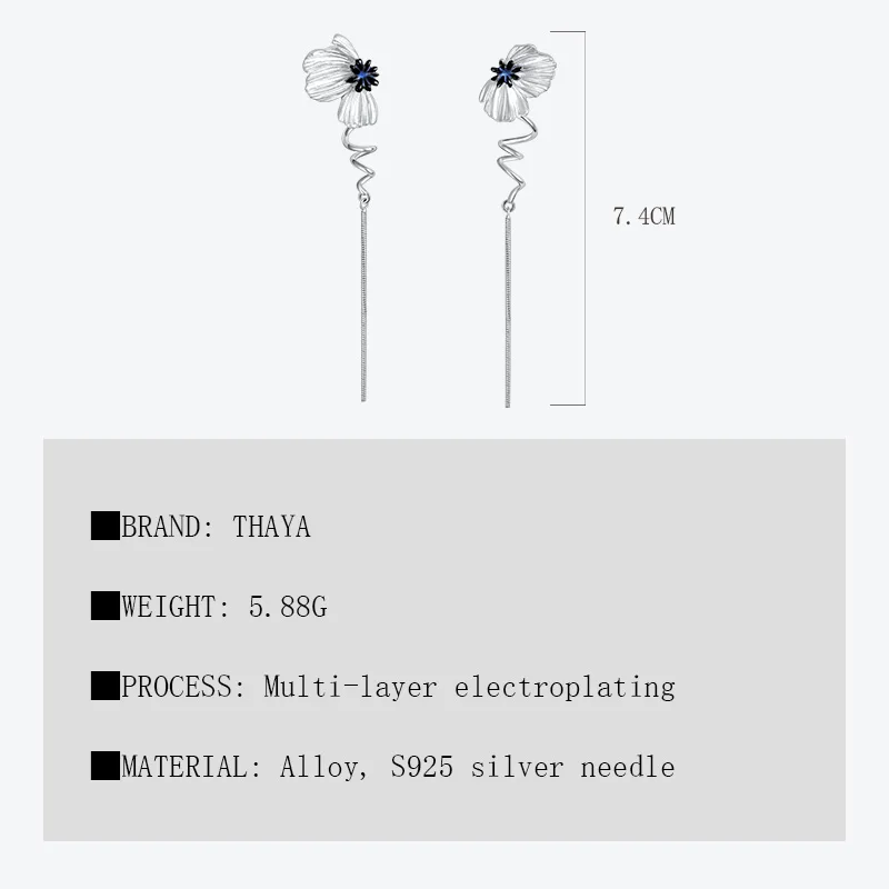 Thaya Fashion Gold Plated Elegant Women Earrings Silver Needle Dangle Earrings for Girls Romatic Party Anniversary Jewelry Gift