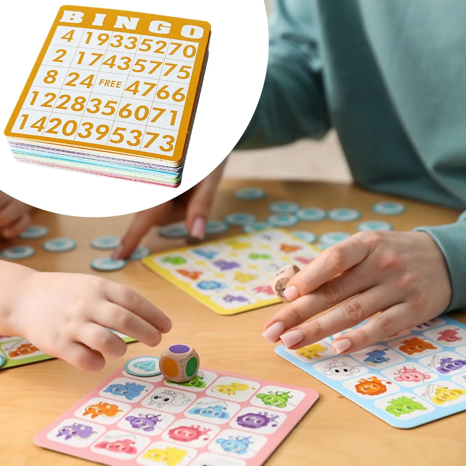 

Paper Bingo Cards Game Set Easy Read Number Sheets for Home Traveling Table Top Family Games