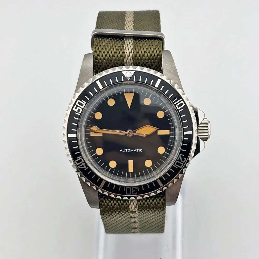 Vintage Automatic Watch 40mm Sapphire Glass Nylon Strap Suitable For NH35 Automatic Movement Military Watch 5Bar Waterproof