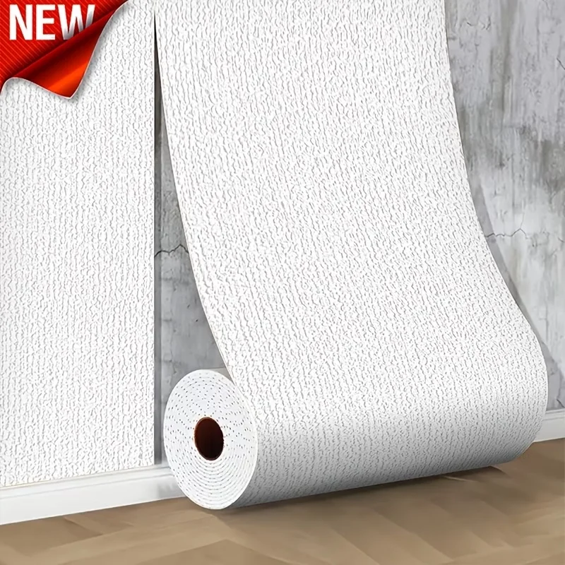 50cmX2.8/10m Linen 3D Foam Self-adhesive PVC Solid Color Thickened Waterproof Background Wall Renovation Wallpaper Wall Stickers