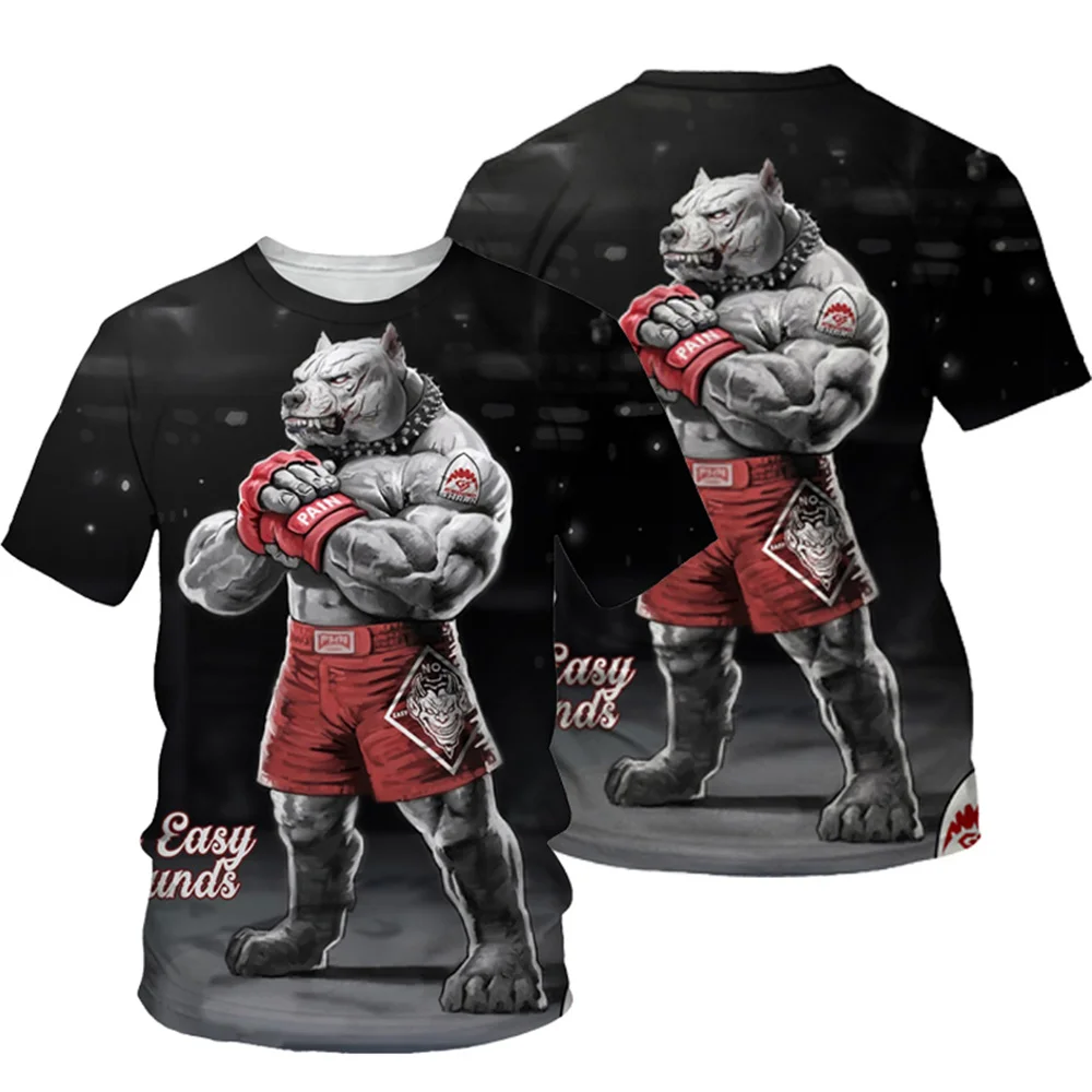 3D Print T Shirts Men Women Fashion Streetwear O-Neck Short Sleeve T Shirt Harajuku Kids Boys Tees Tops 2022 Animal Boxing Dogs