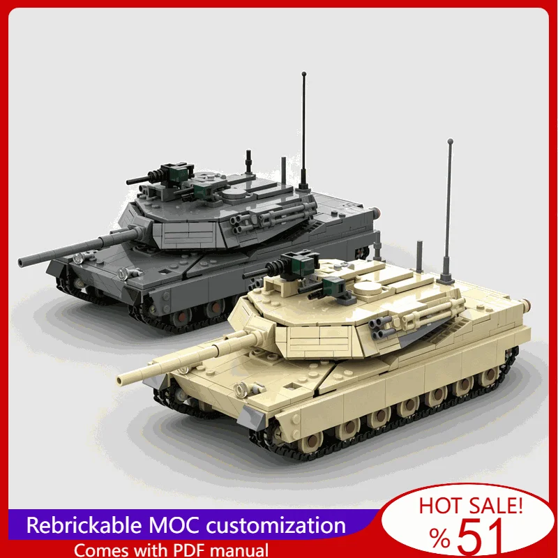 M1 Abrams 105mm Barrel Modern Main Battle War Series Tank Building Blocks DIY Education Assembly Education Display Xmas Gift Toy