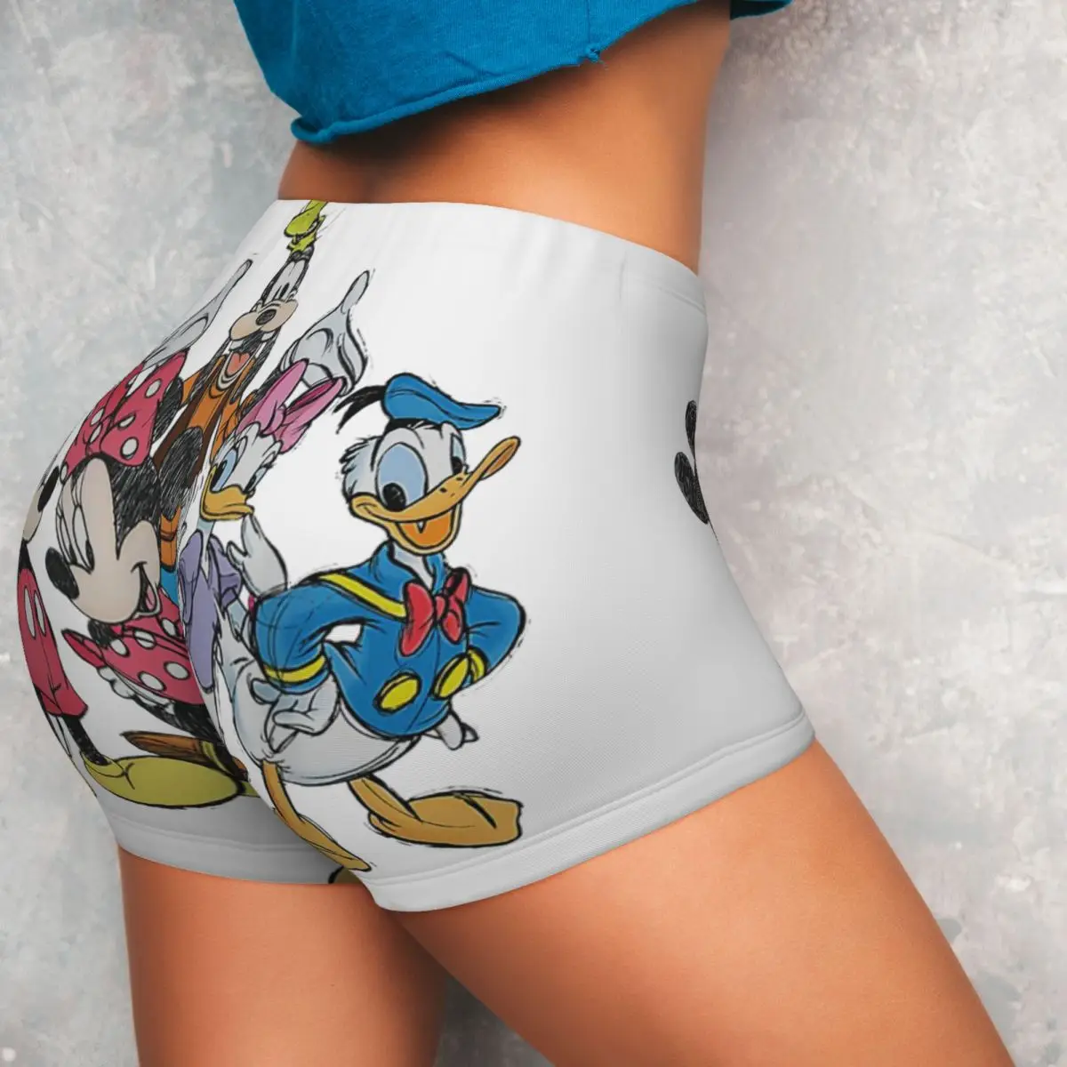 Woman Gym Running Biker Yoga Tight Shorts Mickey Mouse And Friends High Waist Shorts Cartoon Volleyball Biker Workout Sportswear