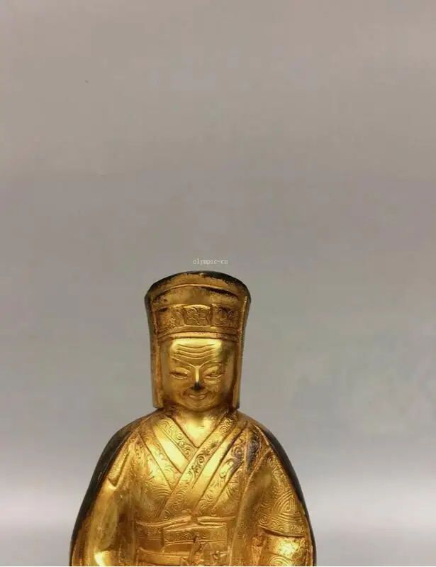 8 inch old bronze copper gold tibetan buddhism guru Buddha statue