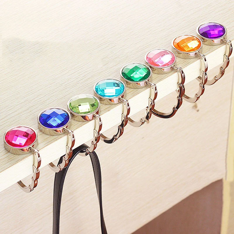 For Purse Bag hanger Portable handbag folding hanger holder hook for hanging Crystal Alloy magic hooks