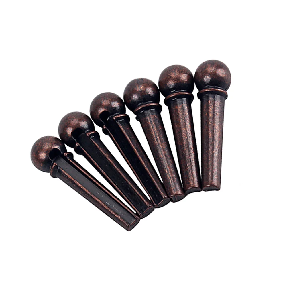 6 pçs pinos de corda de guitarra pinos de ponte de metal de bronze para guitarras folclóricas acústicas substituição forte portamento estável timbre varredura